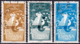 1955 - ESPAÑA - CENTENARIO DEL TELEGRAFO - EDIFIL 1180,1181,1182 - SERIE COMPLETA - Autres & Non Classés