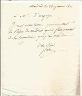 N°2048 ANCIENNE LETTRE DE JOSEPH BONAPARTE A URQUIJO A MADRID DATE 26 JANVIER 1811 - Documents Historiques
