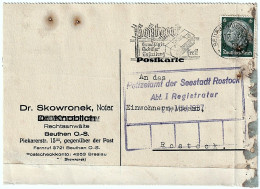 DR Postal Stationery - Dr Skowronek Lawyer And Notary Beuthen O.S Siegel 1937 Postal Goods Moderate Fee Free Delivery! - Postkarten