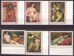 Yugoslavia 1969 - Art, Reproduction Nudes - Mi 1352-1357 - MNH**VF - Nuevos