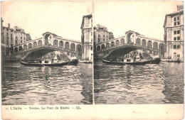 CPA Carte Postale Stéréoscopique Vierge Italie  Venise Pont Du Rialto VM80955 - Venetië (Venice)