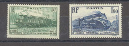 Yvert 339 - 340 - 13° Congrès International Des Chemins De Fer  1937 -  2 Timbres Neufs Sans Trace De Charnière - Other & Unclassified