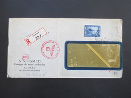 Liechtenstein 1943 Einschreiben Mit OKW Mehrfachzensur S.A. Ramco Fabrique De Dents Artificielles / Vignette Kunstzahn - Cartas & Documentos
