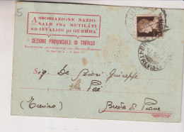 TREVISO STORIA POSTALE PUBBLICITARIA ASS. NAZ. MUTILATI GUERRA VG 1942 - Treviso