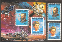DJIDOUTI Space,Nobel Prize(M.,P.Curie) Set 2 Stamps+S/Sheet MNH - Otros & Sin Clasificación