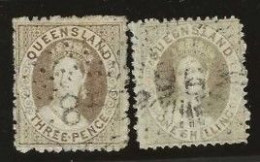 Queensland    .   SG    .   67  2x     .   O      .     Cancelled - Used Stamps