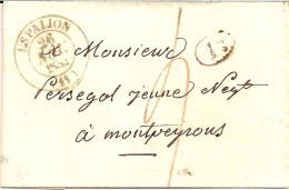 5I7 --- 12 ESPALION Pour Bersegol, Négociant à Montpeyrous  Type 13 Bleu - 1801-1848: Voorlopers XIX