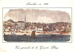 33 - Arcachon - Vue Générale De La Grande Plage En 1866 - D'après Une Gravure D'époque - Gravure Lithographie Ancienne - - Arcachon