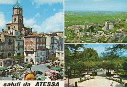 CARTOLINA ITALIA 1990 CHIETI ATESSA SALUTI VEDUTINE INSEGNA SHELL Italy Postcard ITALIEN Ansichtskarten - Chieti