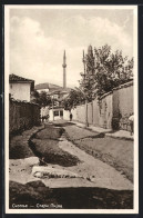 AK Skoplje / Ueskueb, Strassenansicht Mit Blick Zur Moschee  - Macedonia Del Norte