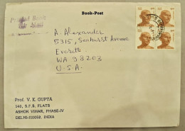India 1981 Mahatma Gandhi Block Of 4 On BOOK POST COVER DELHI To U.S.A  As Per Scan Ex Rare - Mahatma Gandhi