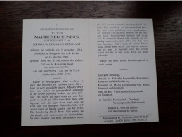 Maurice Deceuninck ° Jabbeke 1914 + Brugge 1988 X Georgine Deschagt (Fam: Vandenplasshe - Stekulorum) - Obituary Notices