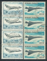 FRANCE - 1965/69, AIRPLANES STAMPS SET OF 2 BLOCK OF 4 EACH, USED - Oblitérés