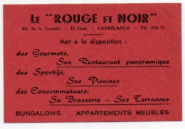 4V5HyN  Carte De Visite Publicitaire Maroc Casablanca Le Rouge Et Noir Restaurant Brasserie - Werbung