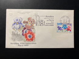 Enveloppe 1er Jour "Floralies Internationales Paris" 12/04/1969 - Flamme - 1597 - Historique N° 675 - Flore Fleurs - 1960-1969