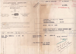 Facture Congé Champagne Mercier à Epernay Pour Pibles Frs à Varennes /Teche 1948 Et Document SNCF - 1900 – 1949