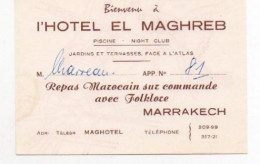 4V5HyN  Carte De Visite Publicitaire Maroc Marrakech Hotel El Maghreb - Publicités