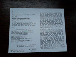 Michel Vanhaeverbeke ° Meulebeke 1925 + Oostende 1985 X Henriette Galle (Fam: Gallez - Van Daele - Panen) - Obituary Notices