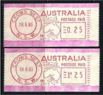 ● AUSTRALIA 1993 ️● POSTAGE PAID ● Usati  Da 0,25 E 1,25 C. ● Cat. ? ● € ️ Lotto 58 ️● - Timbres De Distributeurs [ATM]