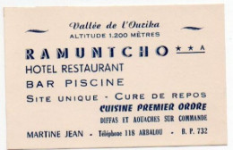 4V5HyN  Carte De Visite Publicitaire Maroc Vallée De L'Ourika Ramuntcho Hotel Arbalou - Werbung