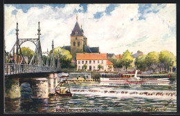 Künstler-AK Charles F.Flower: Hameln, Partie An Der Weserbrücke, Mit Dampfer  - Autres & Non Classés