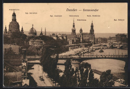 AK Dresden, Terrassenufer-Panorama Aus Der Vogelschau  - Dresden