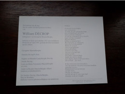 William Decrop ° Gent 1921 + Oostende 1991 X Georgette Maeckelberghe (Fam: Puis - Mombert) - Todesanzeige