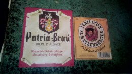 Schiltigheim Alsace Lot Etiquettes De Bière X2 Patria Braü & Jubilator Schutzenberger Brasserie Schutzenberger - Cerveza