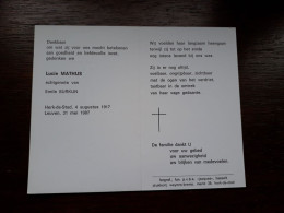 Lucie Mathijs ° Herk-de-Stad 1917 + Leuven 1987 X Emile Surkijn - Obituary Notices
