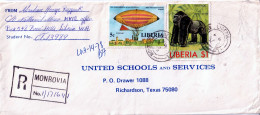 LIBERIA REGISTERED COVER To USA   GORILLA--ZEPPELIN - Liberia