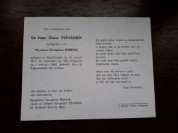 Oscar Vervaeren ° Walshoutem 1915 + Niel-Gingelom 1992 X Seraphine Meirens (Fam: Clarebots) - Obituary Notices