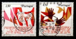 PORTUGAL    -   1975.    Y&T N° 1255 / 1256 Oblitérés.     Mains - Oblitérés