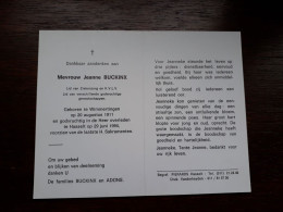 Jeanne Buckinx ° Wimmertingen 1911 + Hasselt 1994 (Fam: Adons) - Todesanzeige
