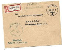 Feldpost Einschreiben Feldpostamt La Roche Sur Yon Frankreich 1943 La Rochelle - Feldpost 2e Wereldoorlog