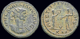 Aurelian AE Antoninianus Woman Presenting Wreath To Emperor - La Crisis Militar (235 / 284)