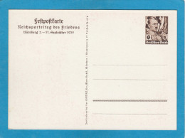 GANZSACHE UNGEBRAUCHT . POSTKARTE P 282, REICHSPARTEITAG DES FRIEDENS,1939. - Briefkaarten