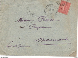Lettre De 1906 Pour Marmande, Type Semeuse Lignée - 1877-1920: Semi-Moderne
