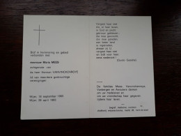 Maria Mees ° Wijer 1903 + Wijer 1983 X Herman Vanvinckenroye (Fam: Vanbergen - Awouters) - Overlijden