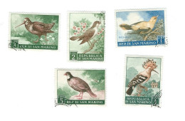 San Marino 1960; Uccelli , Birds ; I Primi 5 Valori , Usati - Autres & Non Classés