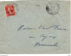 Lettre De 1908 D'Agen Pour Marmande Type Semeuse Fond Plein - 1877-1920: Semi Modern Period