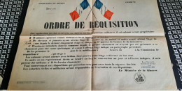 1914 1918 Ordre De Réquisition  Subdivision De Région Troyes - Dokumente