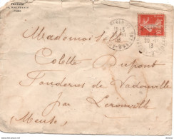 Lettre De 1913 De Paris Pour Lérouville Type Semeuse Fond Plein - 1877-1920: Periodo Semi Moderno