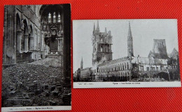 MILITARIA -  IEPER -  2 KAARTEN : Puinen Van De Hallen  En   St Martinuskerk - War 1914-18