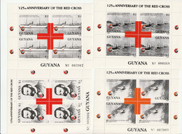 GUYANA - 4 Feuillets N°2073/6 ** (1988) Croix Rouge - Guyana (1966-...)