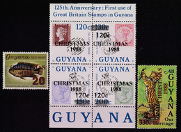 GUYANA - N°2050A/F ** (1988) Surcharge "CHRISTMAS 1988 " - Guyane (1966-...)