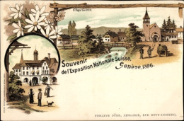 Lithographie Stadt Genf Schweiz, Schweizer Landesausstellung 1896, Schweizer Dorf - Autres & Non Classés