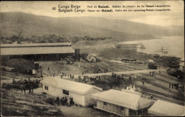 Entier Postal CPA Matadi DR Kongo Zaire, Hafen, Bahnhof Matadi Leopoldville - Eisenbahnen