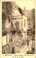 CPA Bergues-Nord, Rue De La Gare, Bombardierung Mai Juni 1915 - Autres & Non Classés