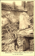 CPA Bergues Nord, Bombardierung 1915, Rue De La Gare - Autres & Non Classés