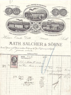 MATH.SALCHER & SOHN - WIEN - FABBRICA TESSUTI,BOTTONI,...FATTURA CON FOTO STABILIMENTI E MARCA DA BOLLO DEL 24/1/1878 - Historische Dokumente